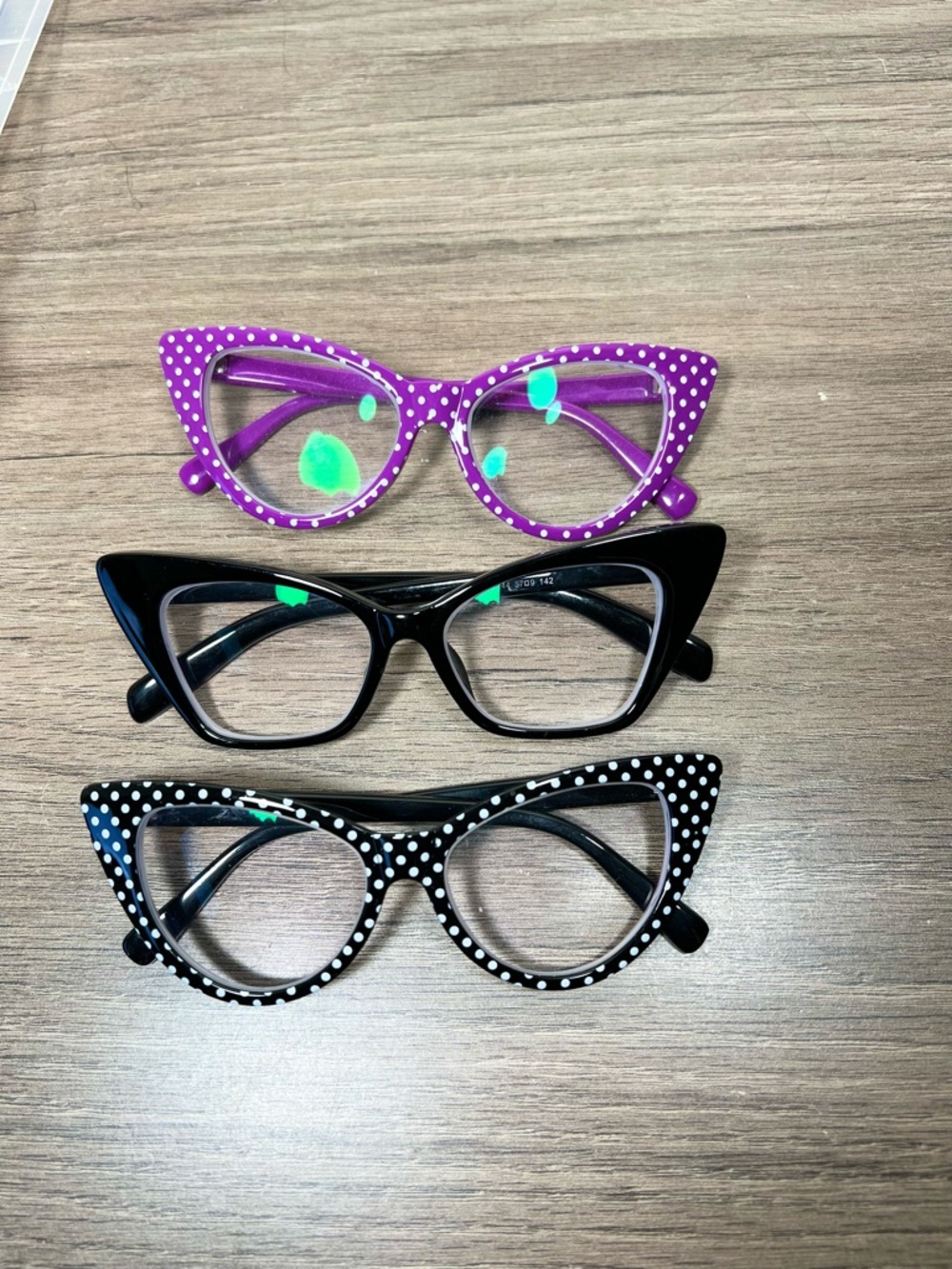 Black Polka Dot Purple Cat Eye Glasses Bundle